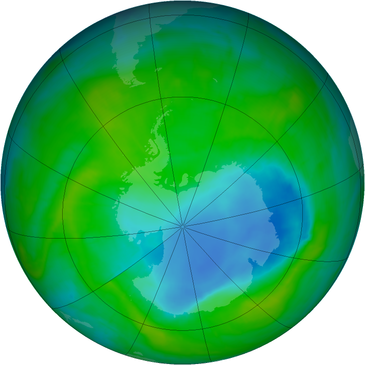 Antarctic ozone map for 08 December 2014